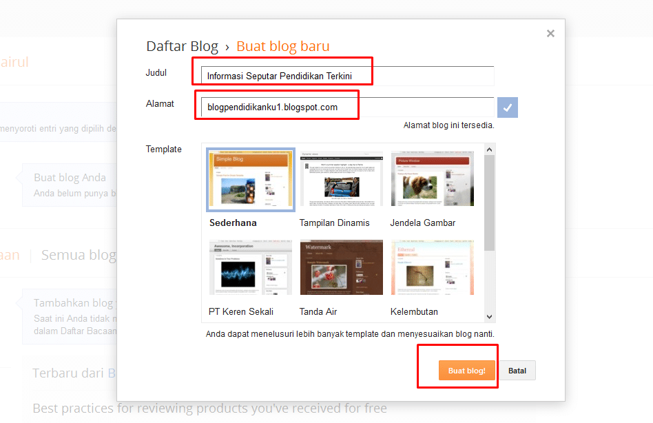Cara Buat Blogspot 3