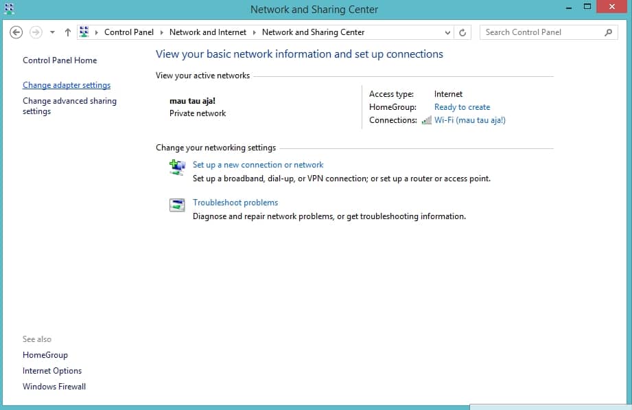 change adapter setting