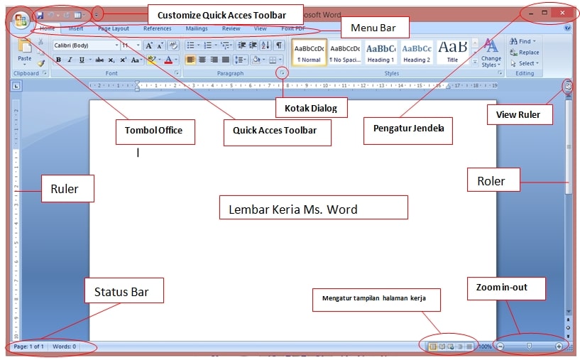 bagian microsoft word dan fungsi